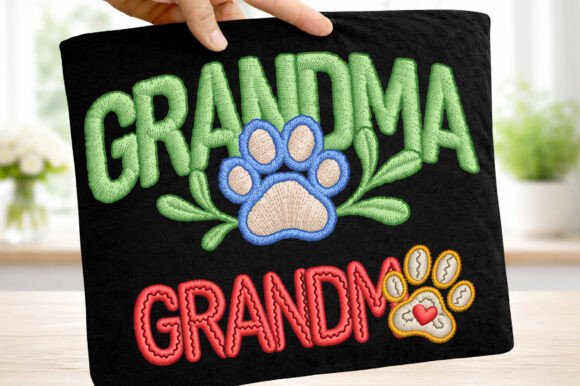 Dog Lover Grandma Faux Embroidery Png Review