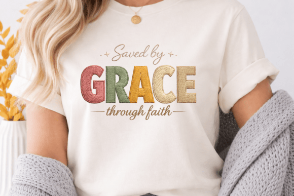 Saved by Grace Embroidery Style PNG Review